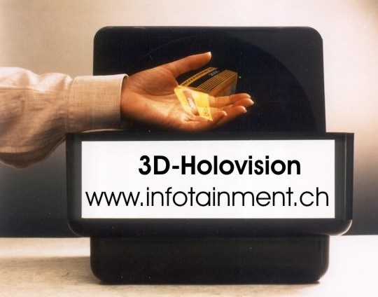 3D-Projektion, 3D-Holovision, HoloMirror, 3D Spiegel, Holografische Projektion, Holoprojektion, 3D Dreidimensionale Objekt-Präsentation, Hologramm, 3D-Objektpräsentation, optische Täuschung als Stand-Attraktion, Messe-Animation